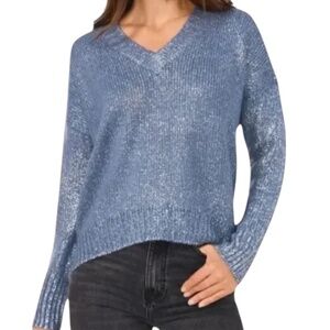 1. STATE V-neck Sweater in Metallic